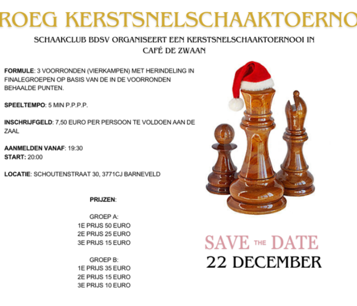 Kerst Kroegsnelschaaktoernooi in Barneveld
